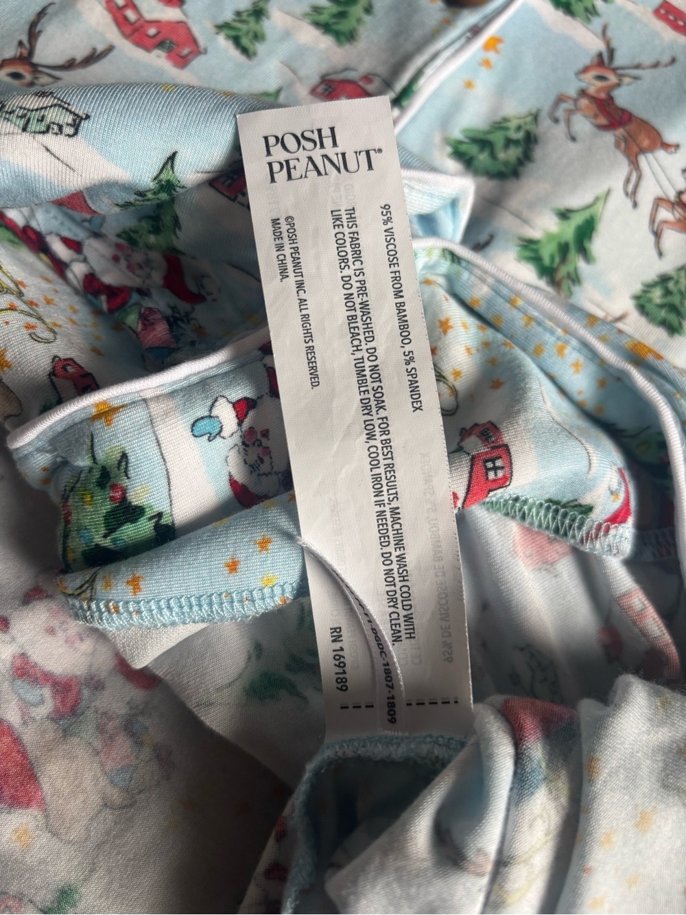 Posh Peanut Light Blue Santa & Tree Holiday Pajama Set - Picture 6 of 6